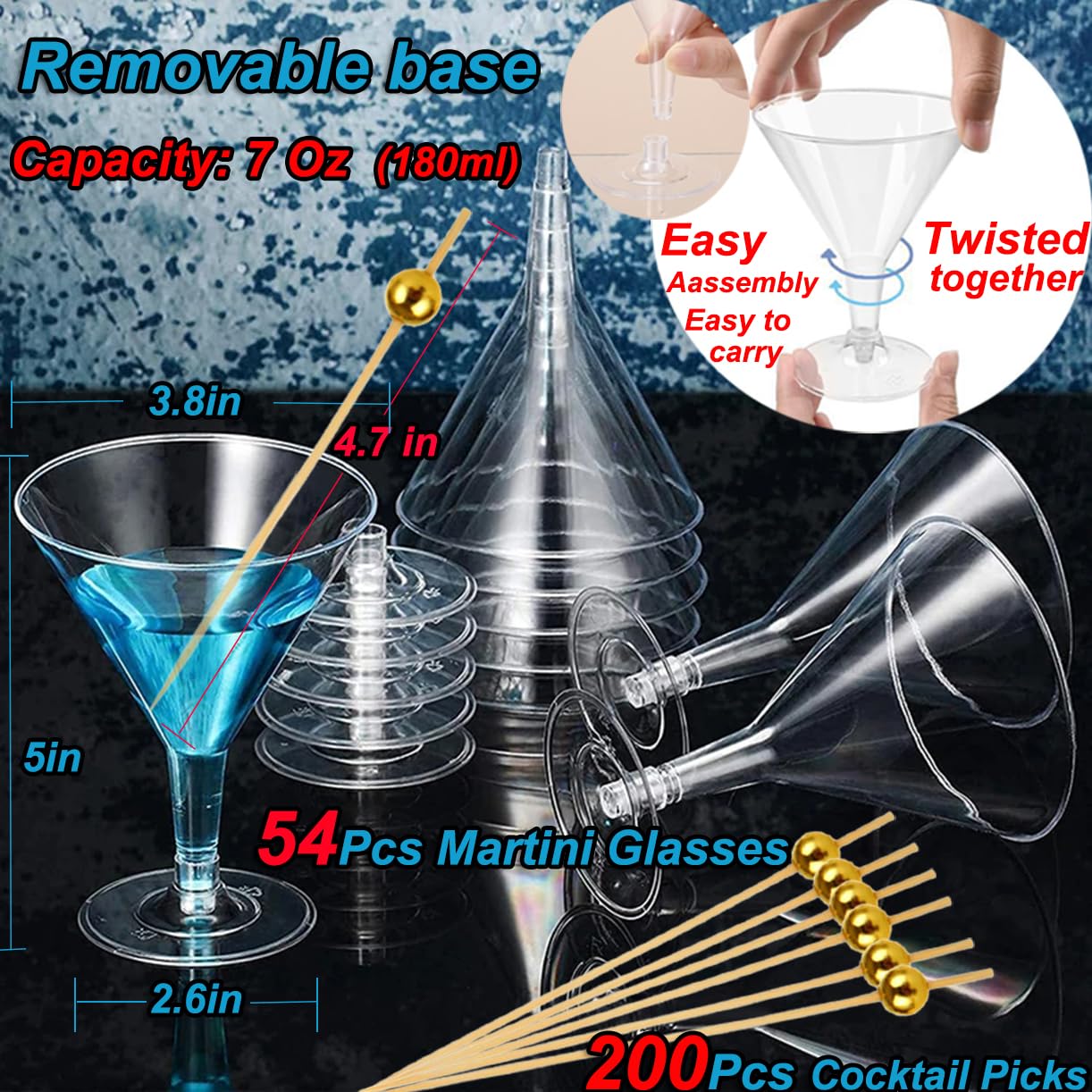 Asxtexz unbreakable martini glasses in crystal-clear plastic for poolside sipping.