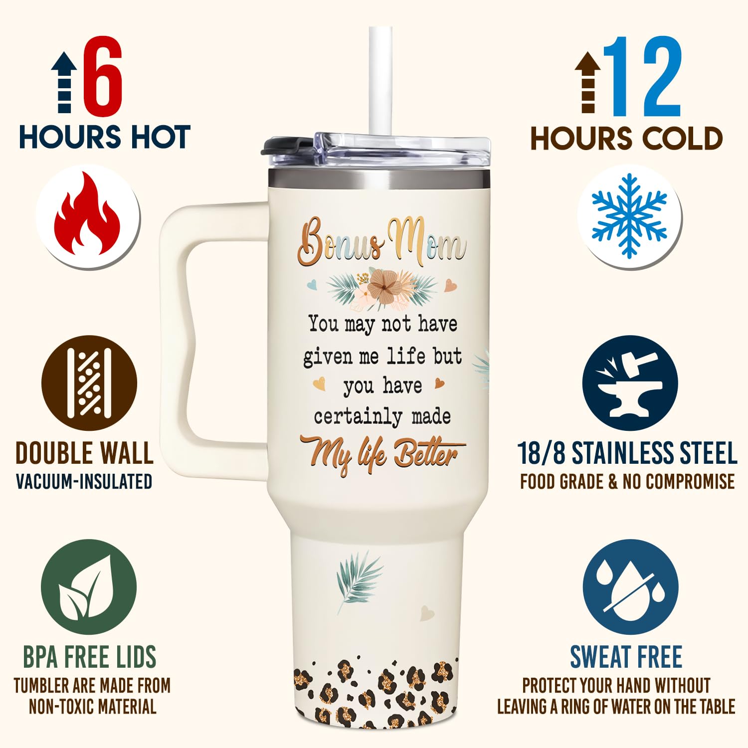AT2Z GLOBAL Bonus Mom cup, versatile for home, work, and outdoors.