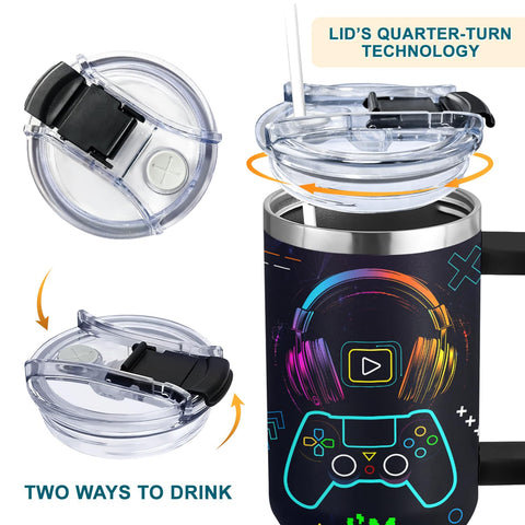 AT2Z Global BPA-free flip lid tumbler keeps drinks safe.