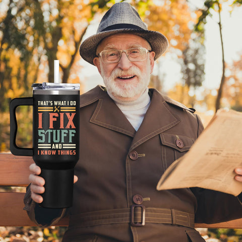 AT2Z GLOBAL Fix Stuff tumbler fits most car cup holders.