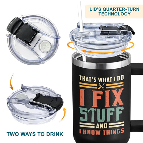 AT2Z GLOBAL Fix Stuff tumbler, perfect dad gift from daughter.