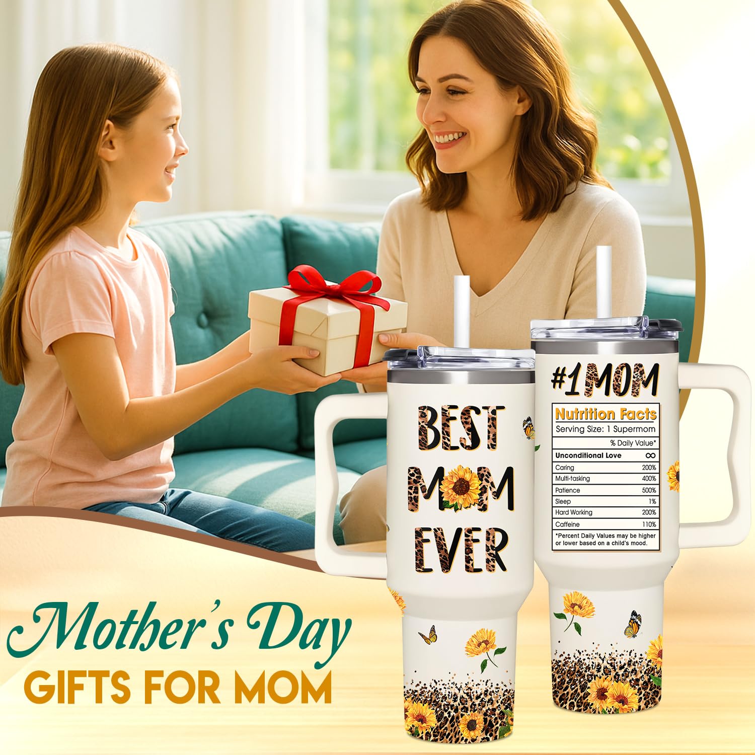 AT2Z GLOBAL Mom tumbler clear lid for monitorable pouring.