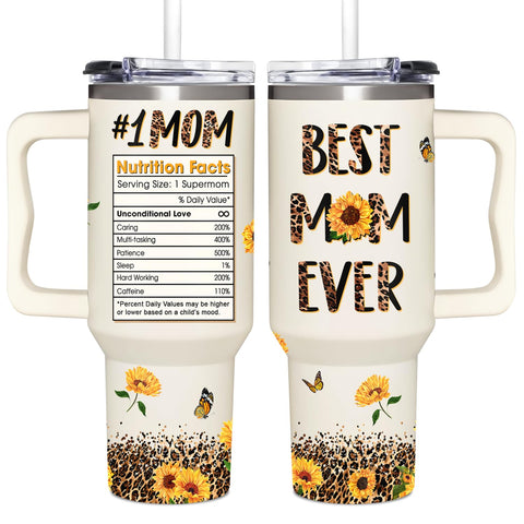 AT2Z GLOBAL Mom tumbler with handle for easy on-the-go sipping.