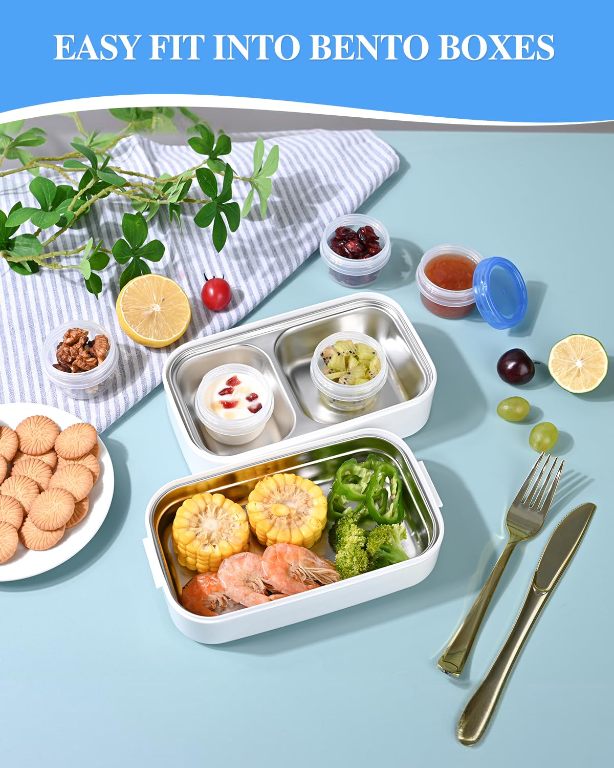 Atecare 2oz dip and sauce containers, perfect for picnics and gym bags.