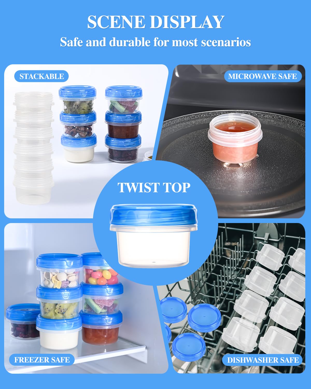 Atecare BPA-free dressing cups, dishwasher-safe and durable for everyday meals.
