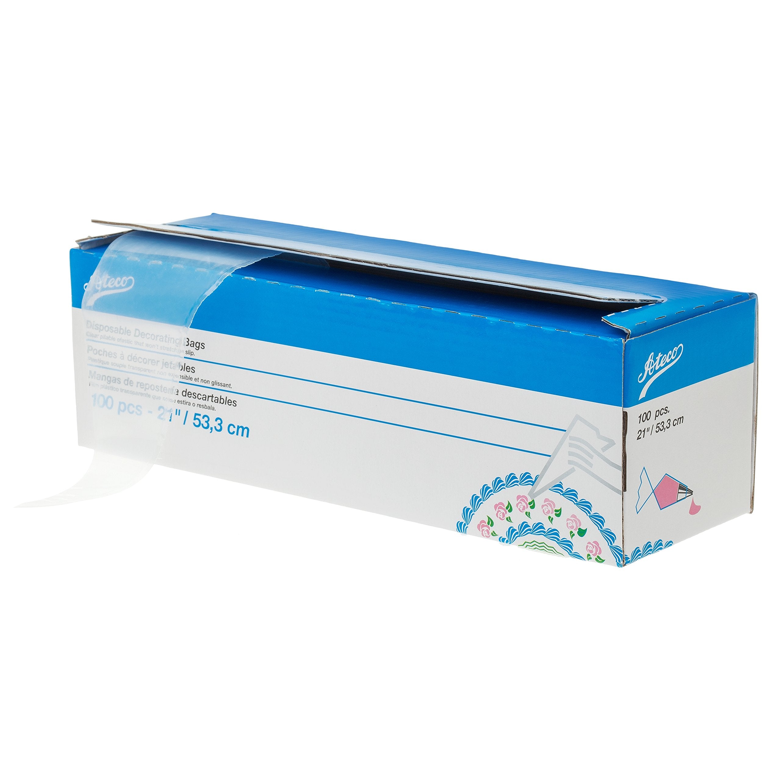 Ateco 21-Inch High Grip bags on roll for professional piping and quick refill.