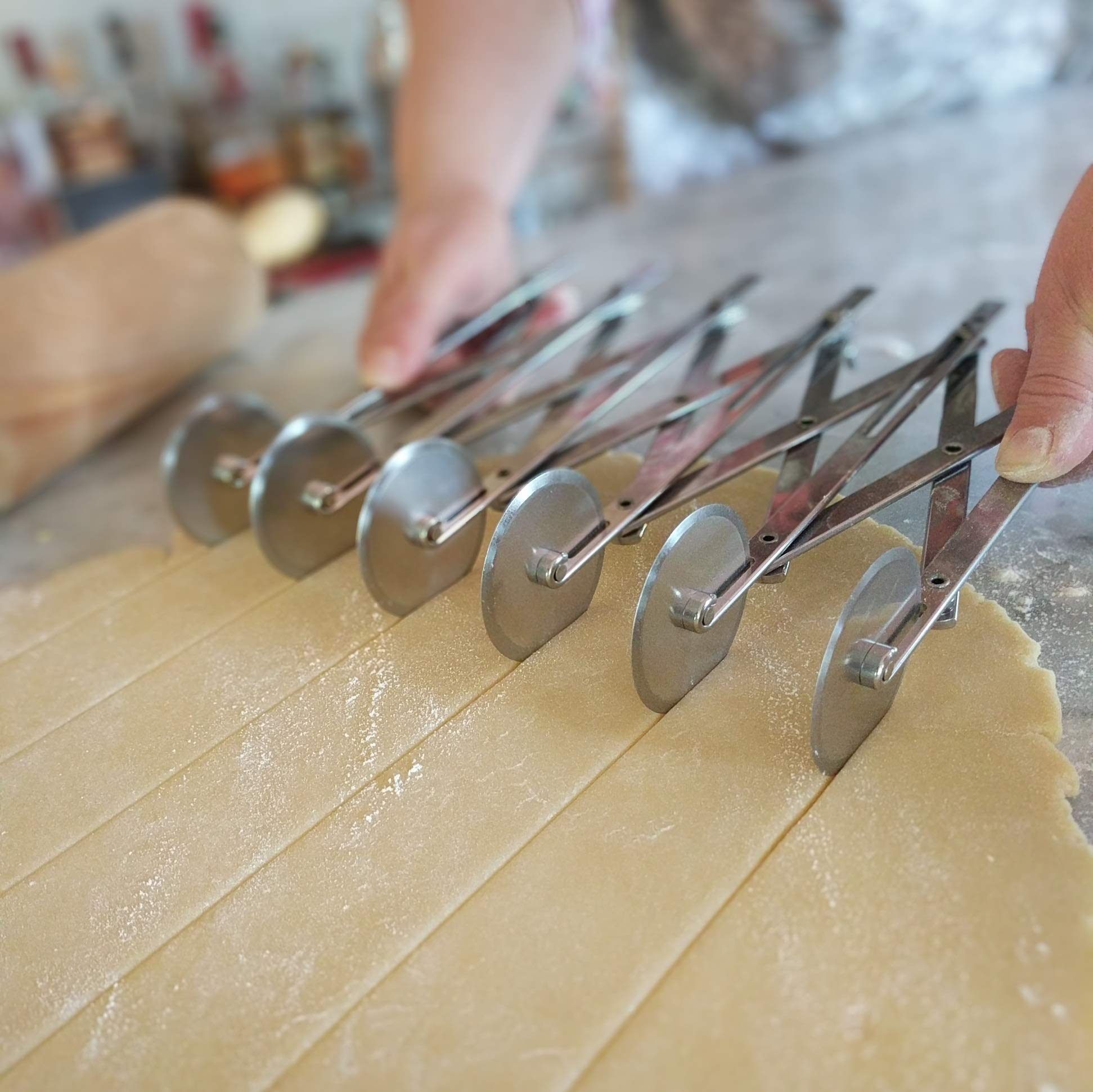 Ateco 5-Wheel Cutter showing adjustable spacing for custom portions.