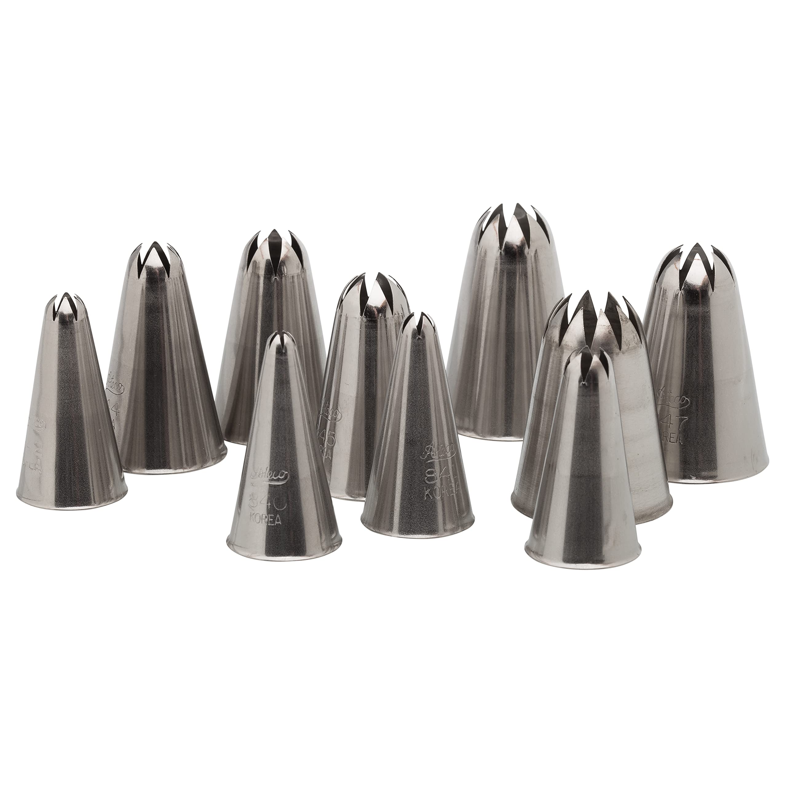 Ateco 850 closed star tips organized in protective case for easy access.