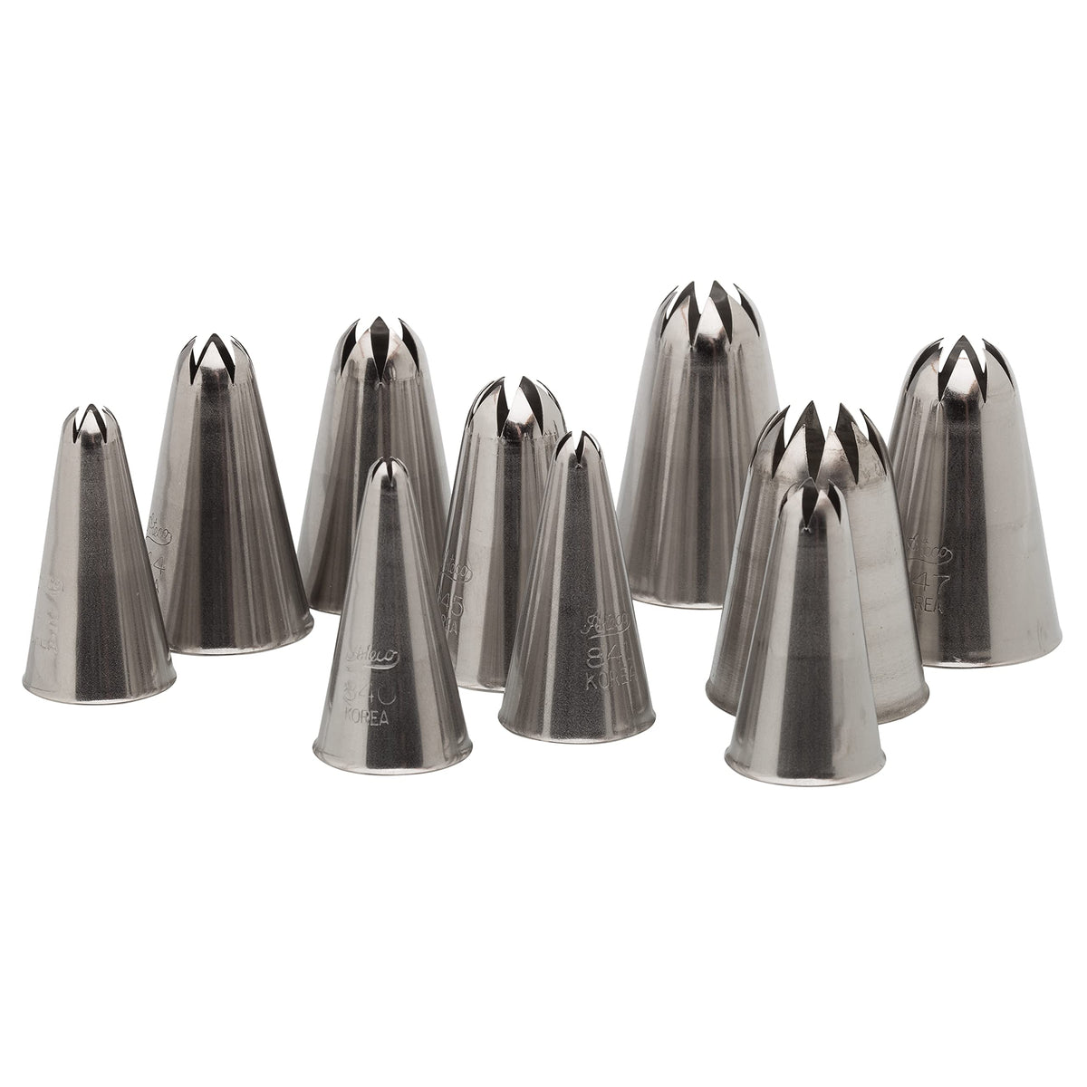 Ateco 850 closed star tips organized in protective case for easy access.