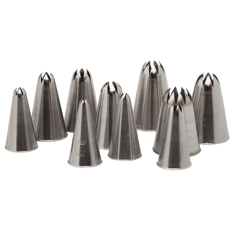 Ateco 850 closed star tips organized in protective case for easy access.
