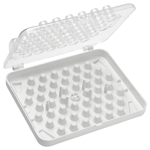 Ateco 8783 tube storage box with 52 compartments for organizing decorating tubes