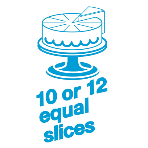 Ateco cake portion marker marking twelve portions on a round cake for consistency.