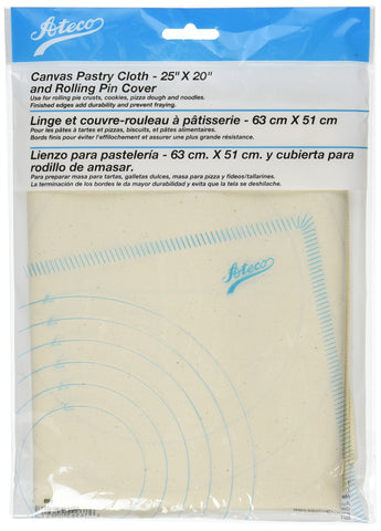 Ateco canvas pastry cloth with rolling pin cover; 25x20 inch size for even dough.