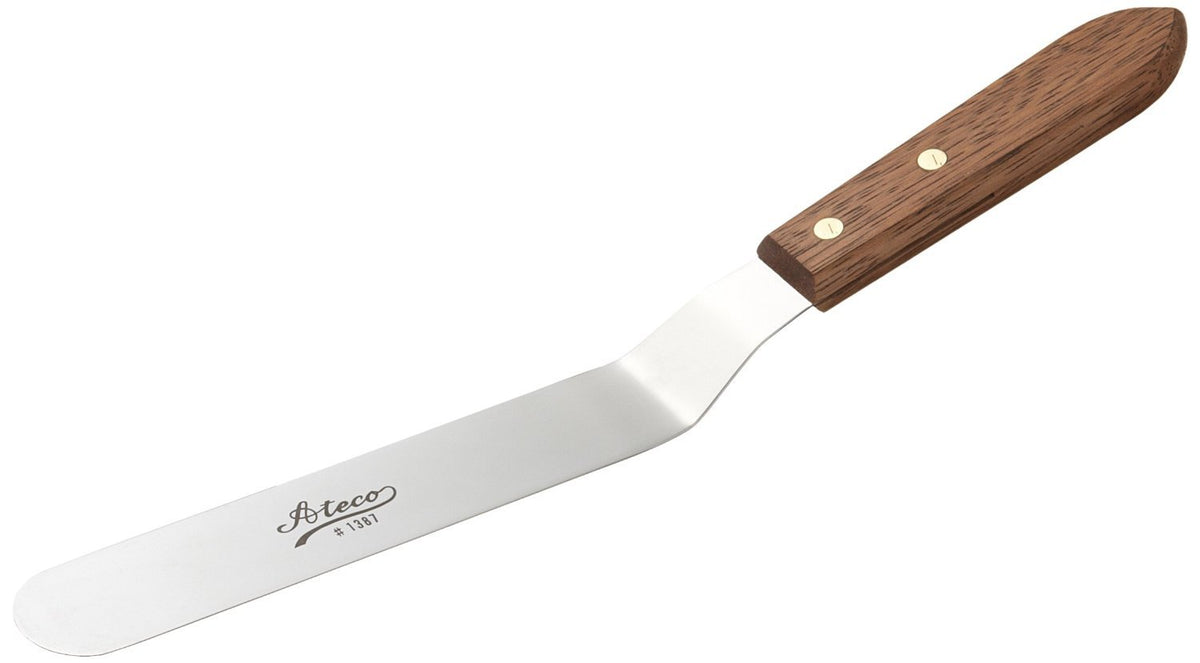 Ateco offset spatula steel blade for precise icing and even spreading.