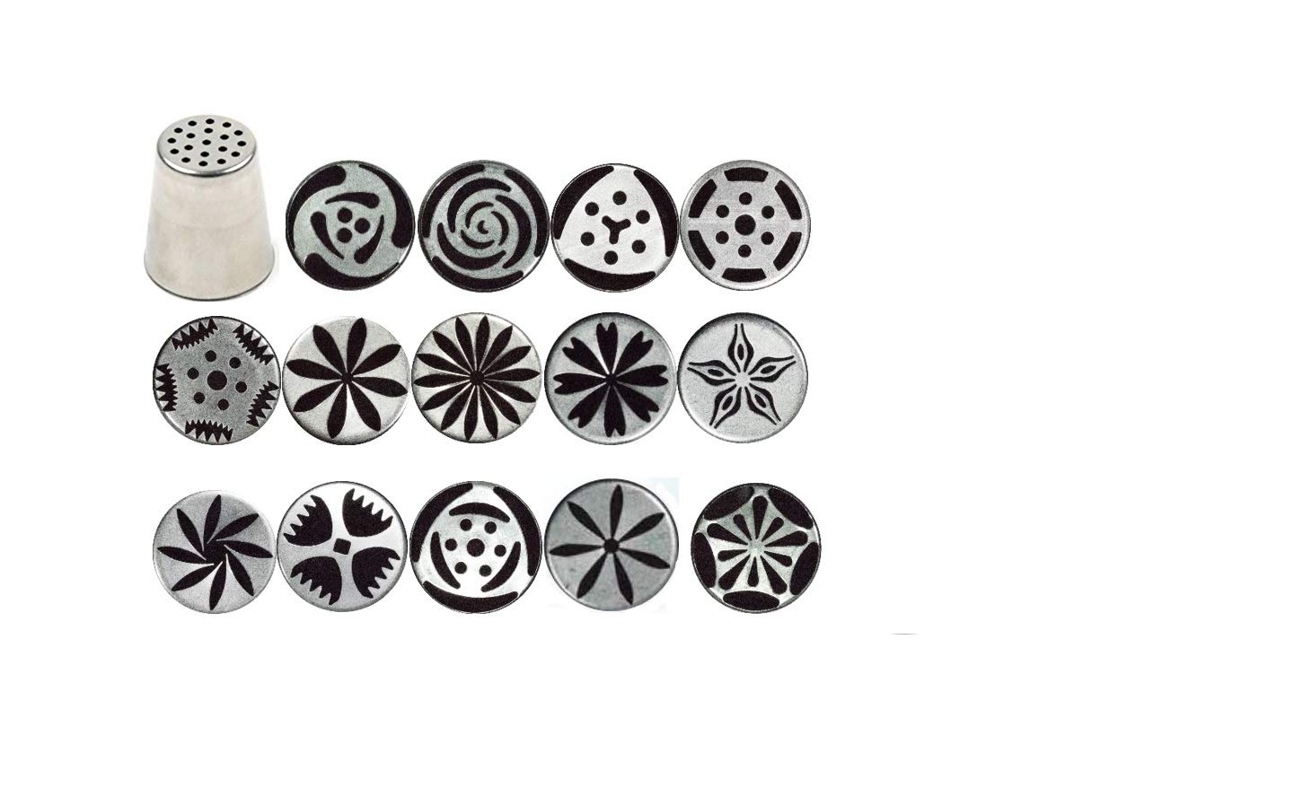 Ateco One Step Flower Russian Tube Set with stainless tips for detailed petals and ruffles