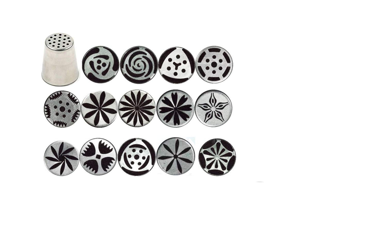 Ateco One Step Flower Russian Tube Set with stainless tips for detailed petals and ruffles