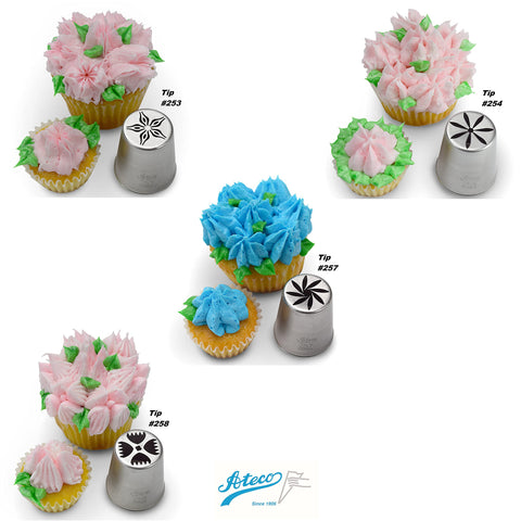 Ateco flower set includes durable stainless steel tips for repeated use