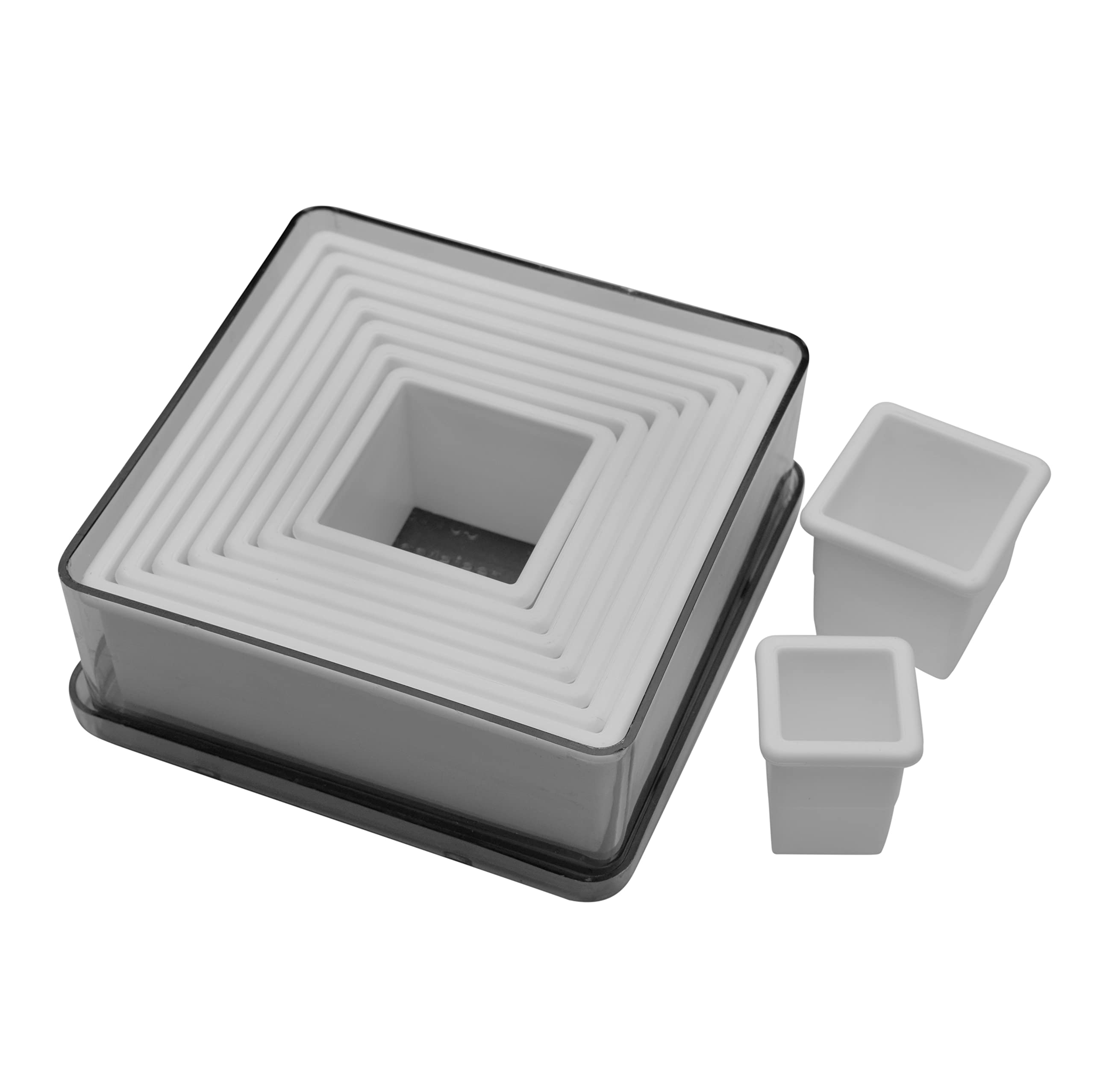 Ateco plain edge square cutter set with graduated sizes for precise pastry and cookie shaping