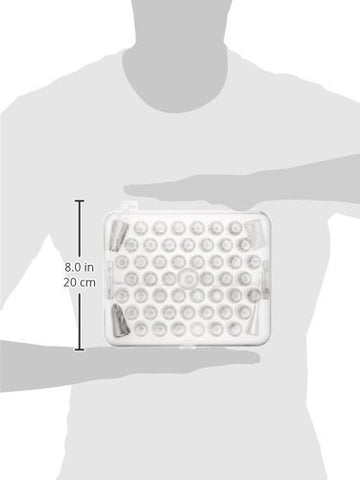 Ateco hinged storage box keeps tips organized and protected between sessions.