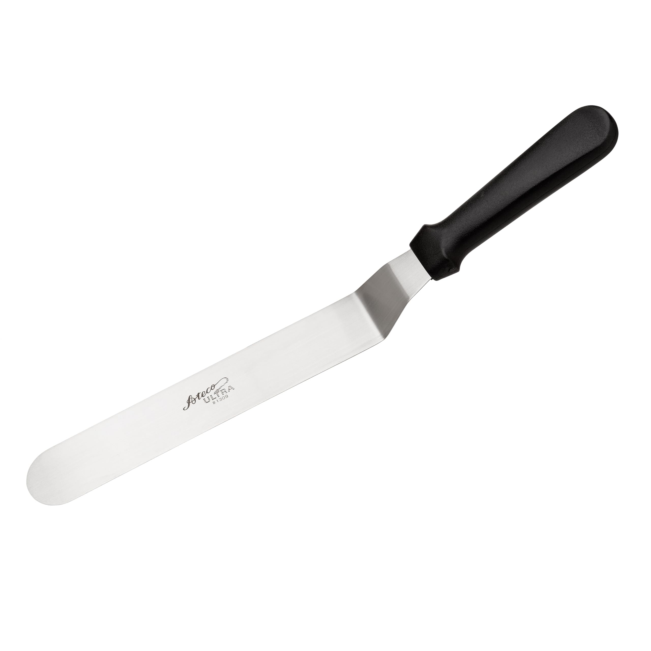 Ateco Ultra Offset Spatula blade detail showing flexible stainless steel for smooth icing.