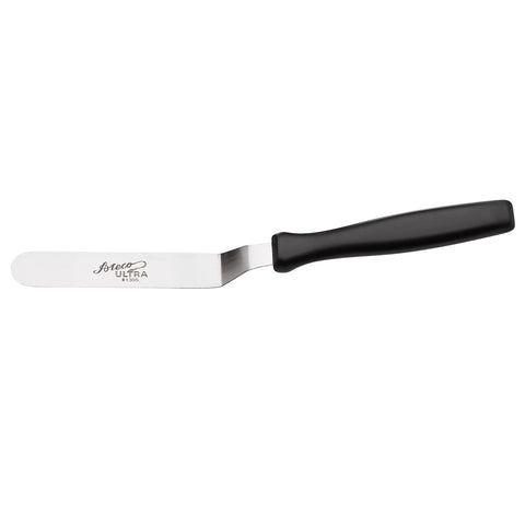 Ateco Ultra Offset Spatula blade close-up showing taper-ground steel for even flexibility.
