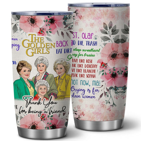ATHAND Golden Girls tumbler with lid for spill-free travel.