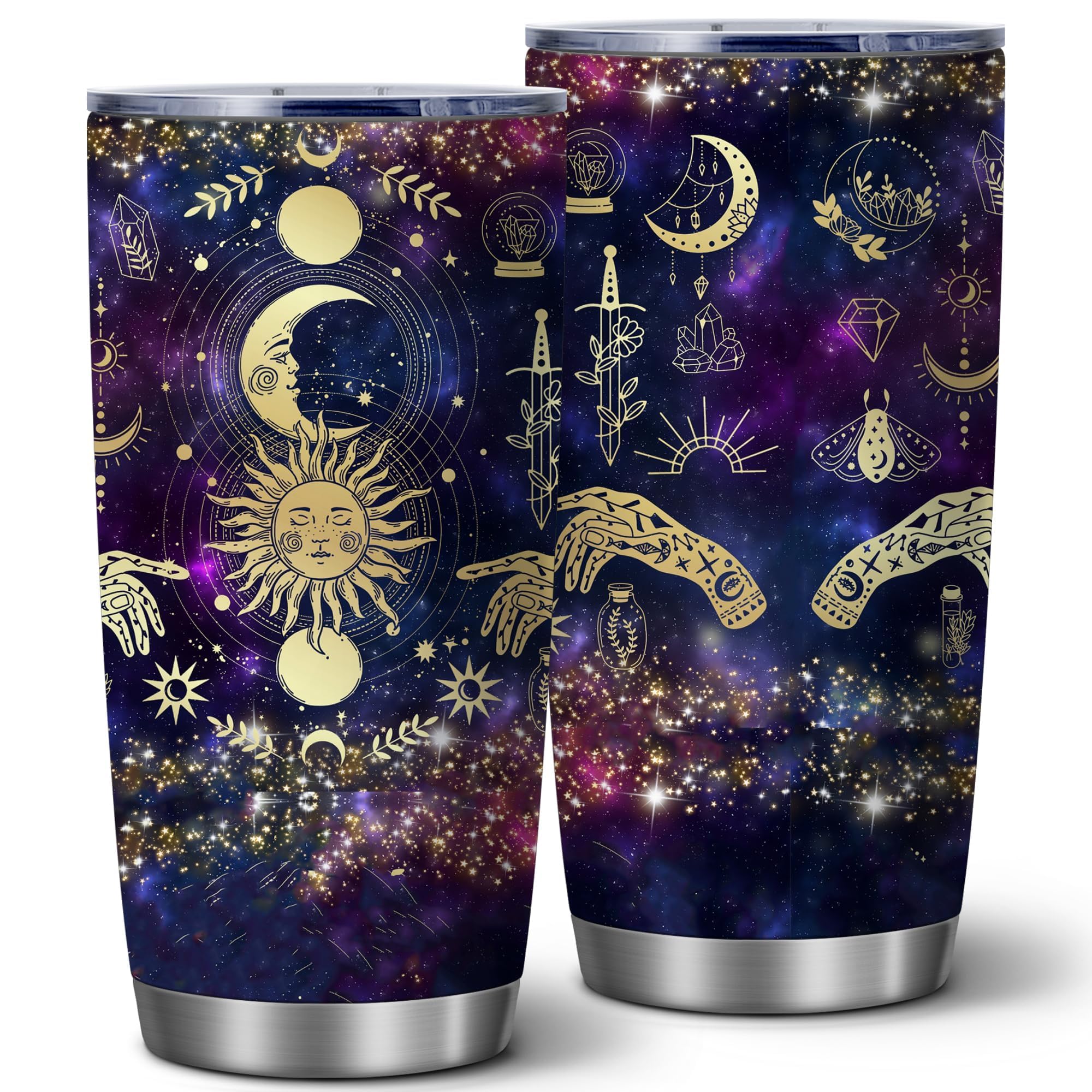 ATHAND Goth Moon Tumbler with cosmic design for immersive coffee experiences.