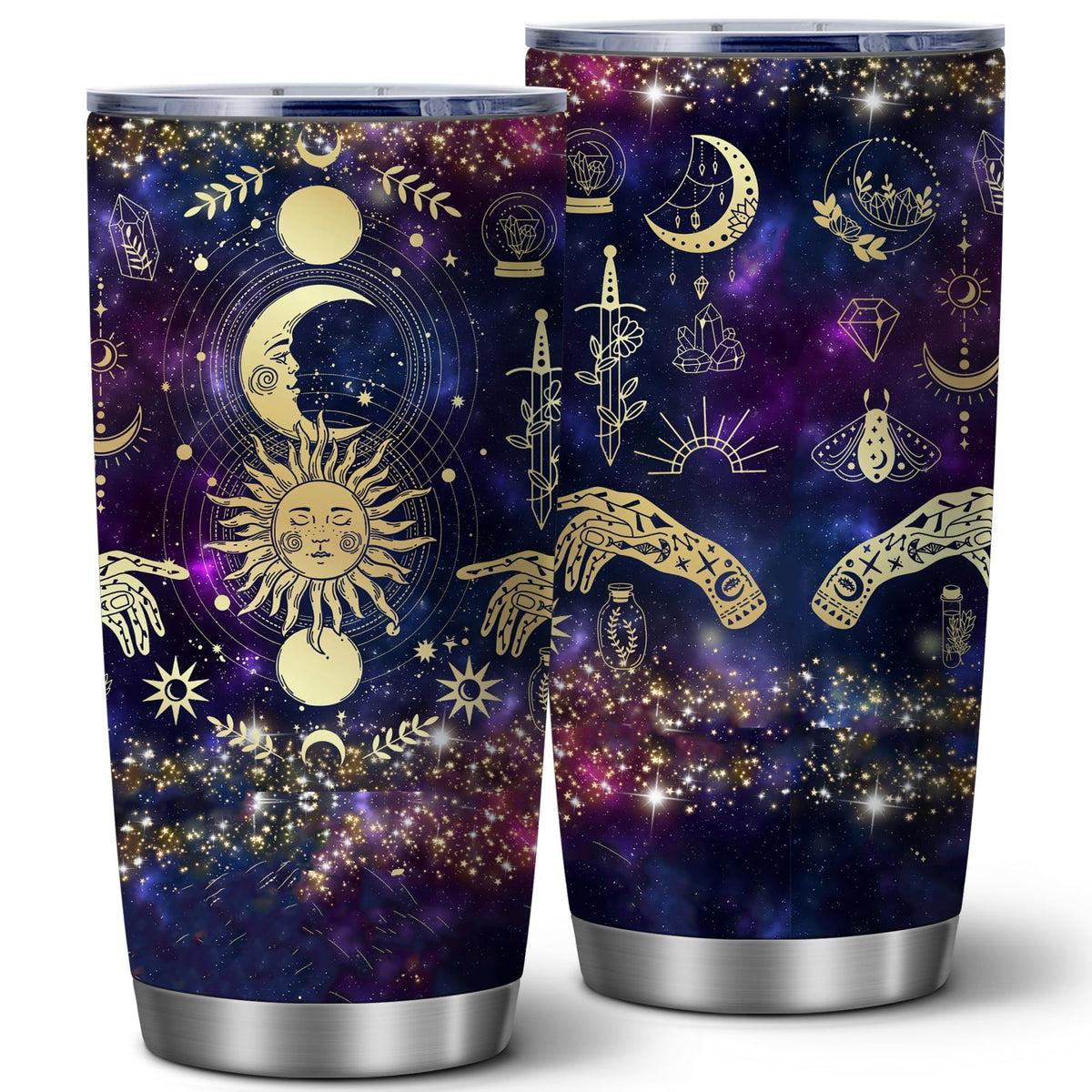 ATHAND Goth Moon Tumbler with cosmic design for immersive coffee experiences.