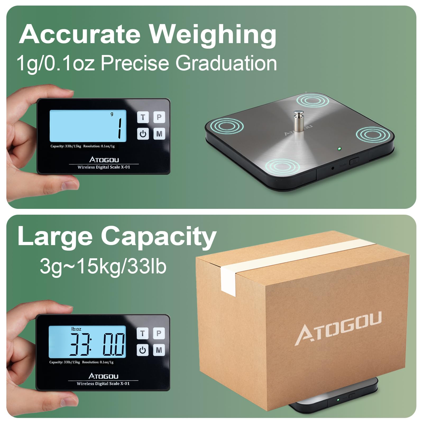 Atogou Food Scale tare function for precise ingredient measurement