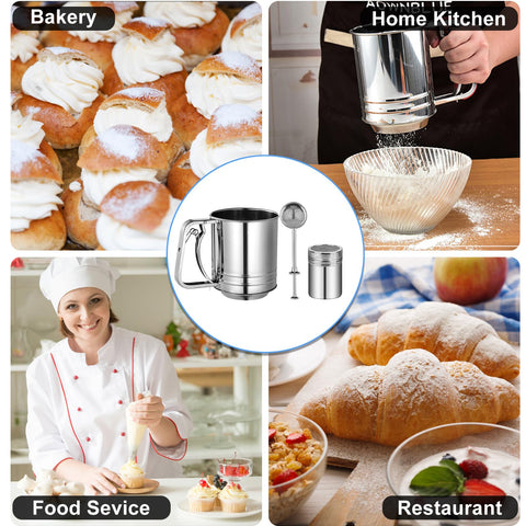 ATPWONZ flour sifter used for baking cakes and pastries.