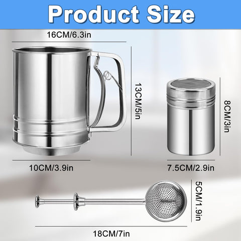 ATPWONZ flour sifter highlighting durable stainless steel body.