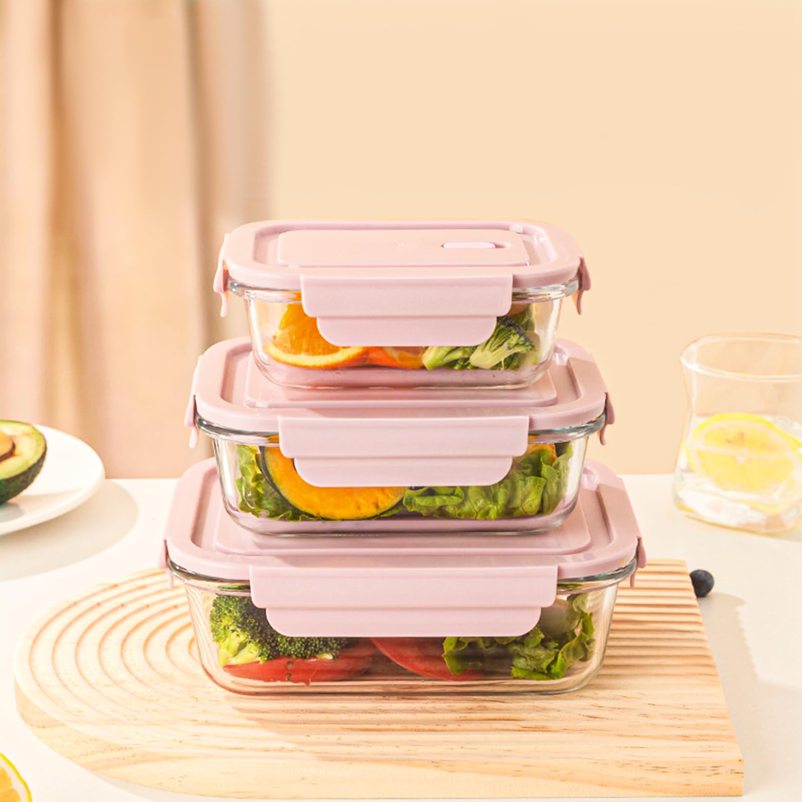 ATRDTO fridge-friendly meal-prep containers keep fruits, meats, and grains organized
