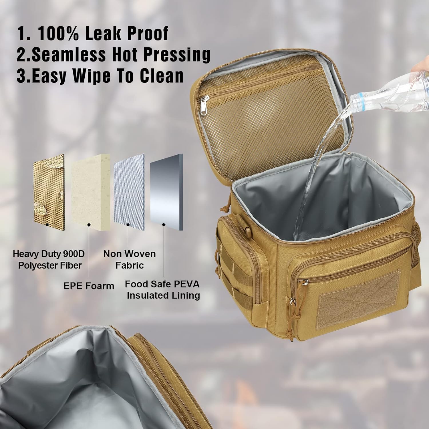 ATRIPACK lunch box MOLLE and pockets support versatile setup for travel.