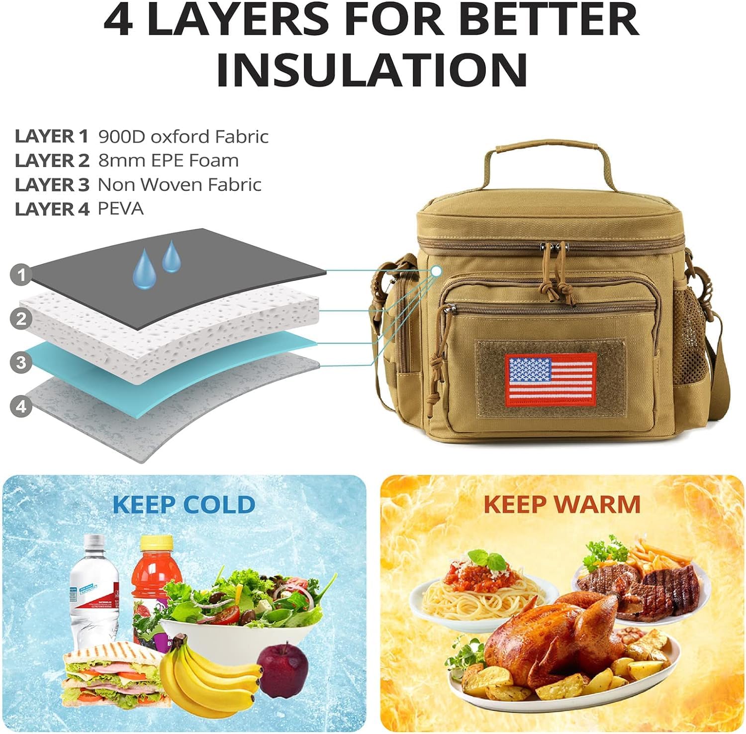 ATRIPACK lunch box MOLLE webbing enables attachments to backpacks and pouches.