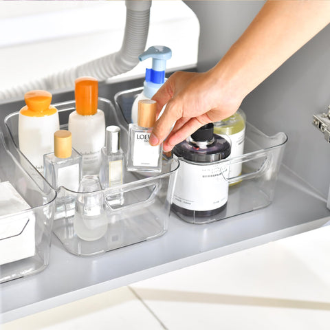 Attelite clear storage bin multi-use setup for versatile storage