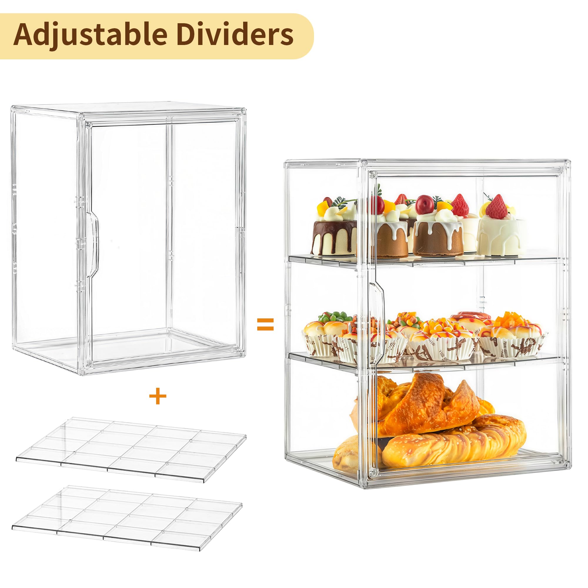 Attelite bread bin adjustable dividers keeping pastries neatly separated