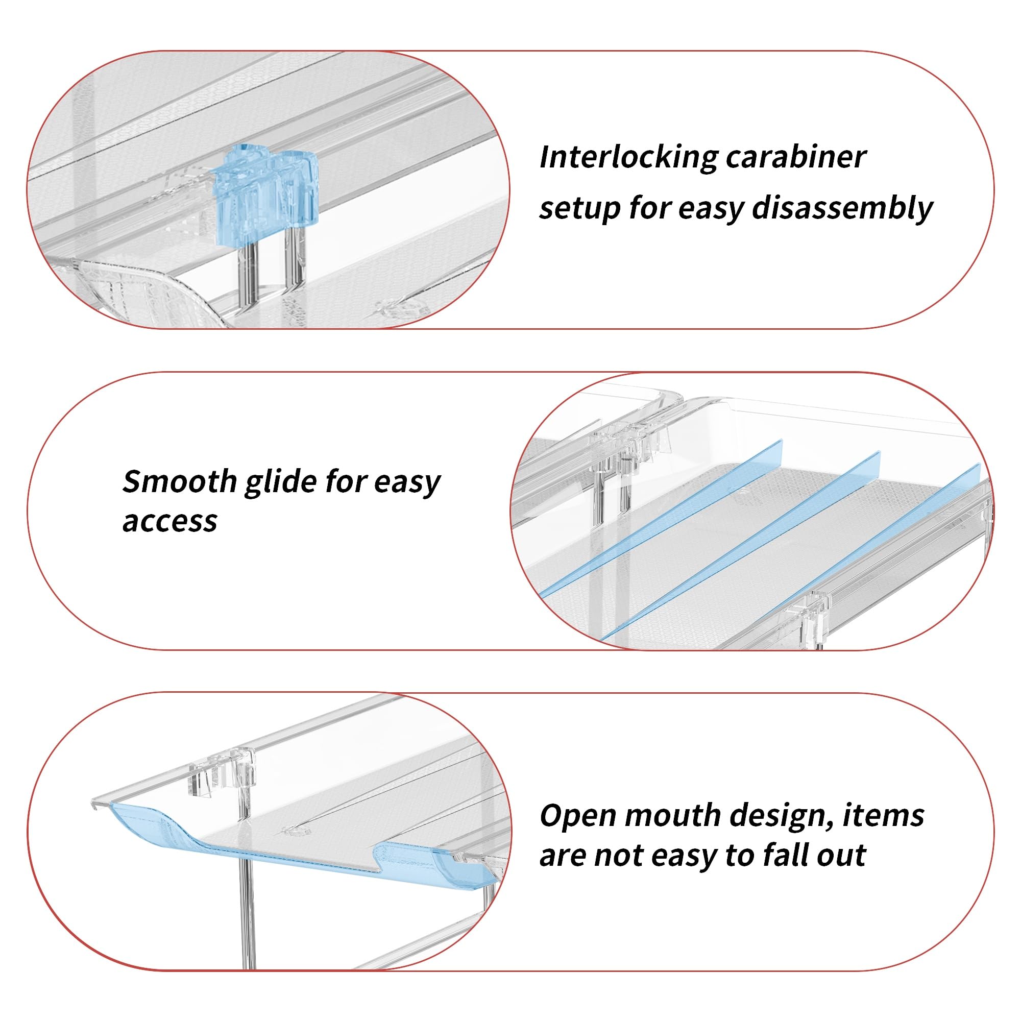 Attelite can organizer showing front-access ramp that rolls cans forward