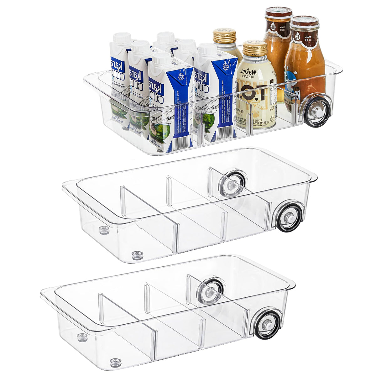 Attelite fridge organizer on wheels with clear drawers for easy visibility