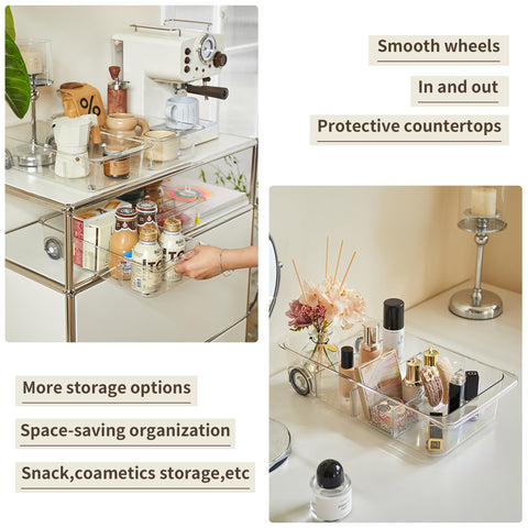 Versatile storage for fridge, pantry, under sink, and bathroom spaces