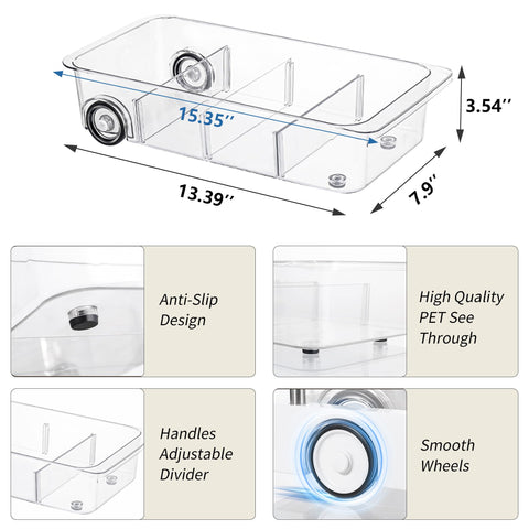 Attelite organizer with silicone wheels glides smoothly across shelves