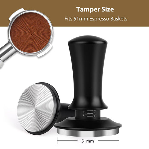 Attsky spring-loaded tamper with leveling guide for even pressure