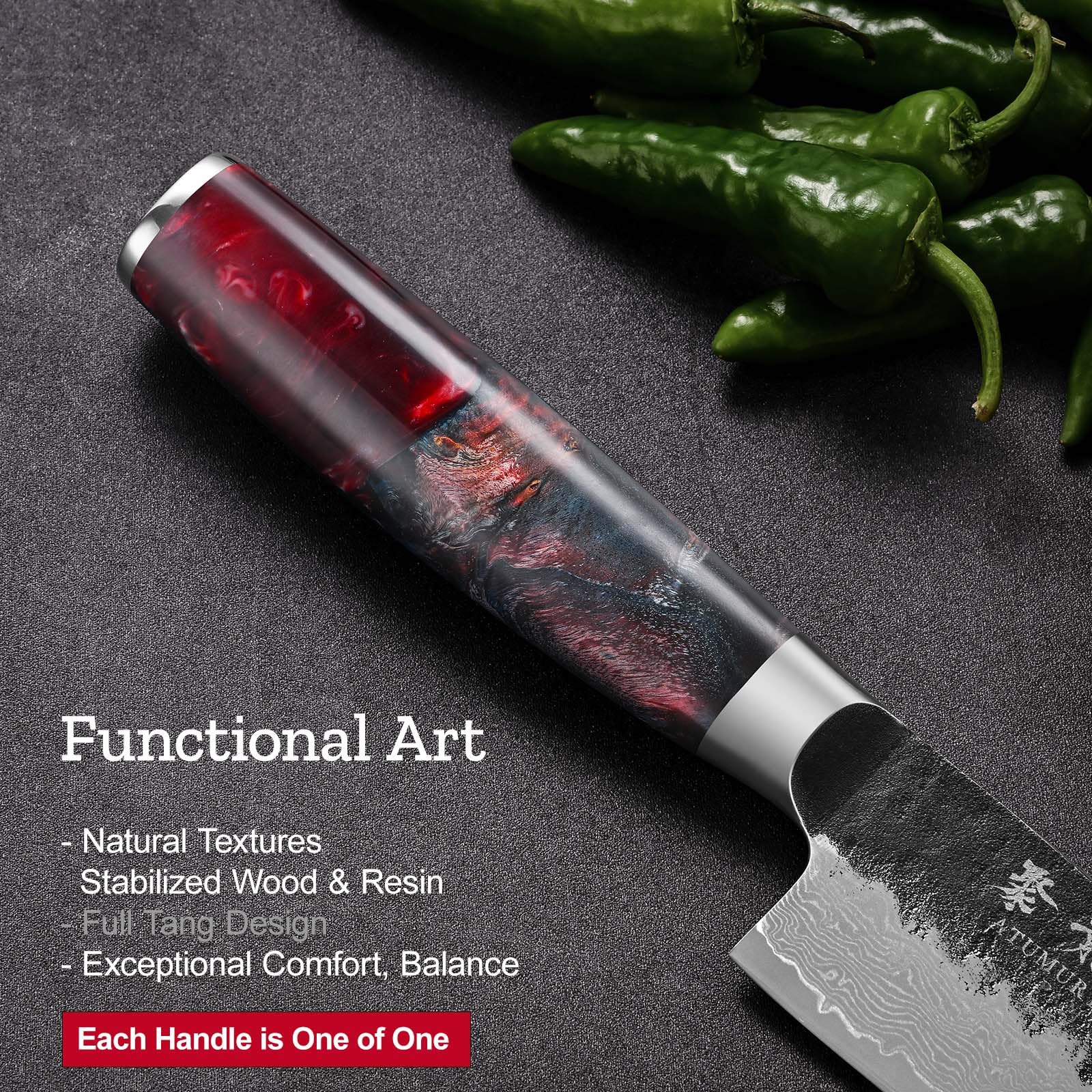Atumuryou JPCK full-tang design delivers stable balance during chopping