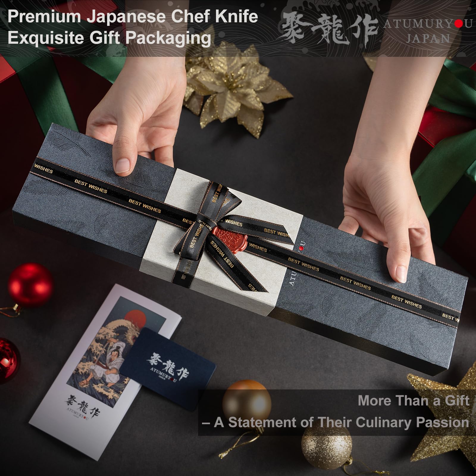 Atumuryou JPCK santoku knife in action slicing vegetables and meat