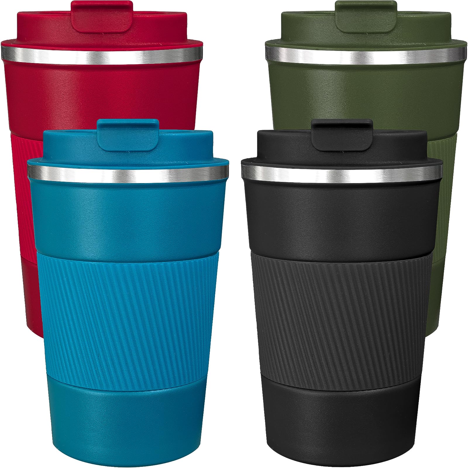 ATZNZIK four-color insulated mugs set ideal for home, office, and travel.