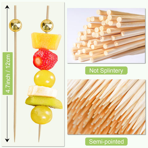 ATZNZIK bamboo appetizer picks with gold ball end for smooth use.