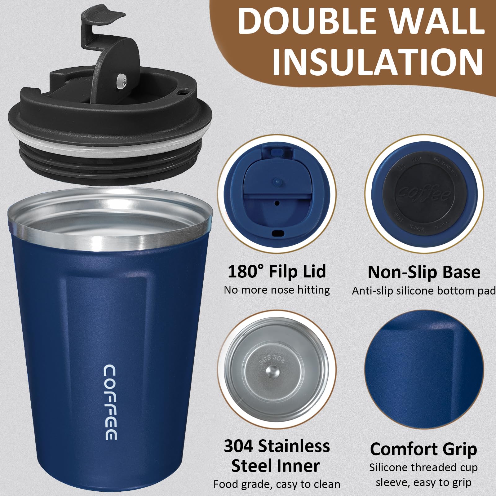 ATZNZIK flip-top lid with seal prevents leaks during travel.