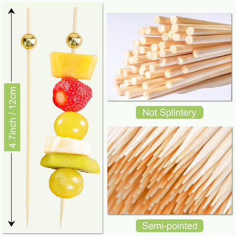 ATZNZIK natural bamboo picks with a gold ball for easy handling