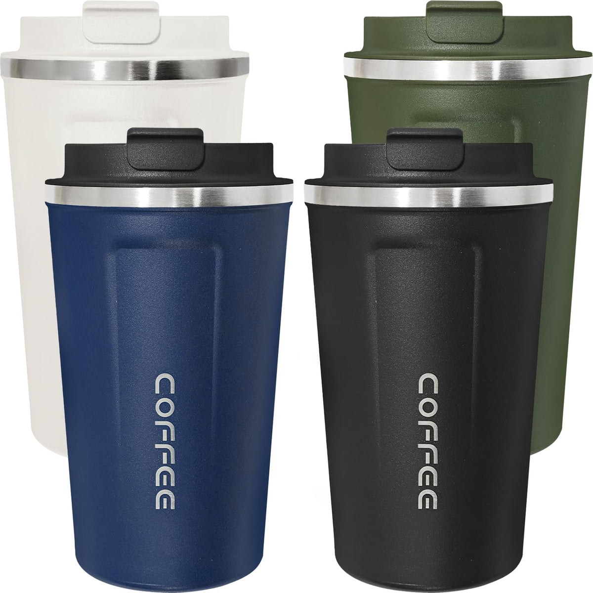 ATZNZIK travel coffee mug 17oz in four colors keeps drinks hot during commutes.