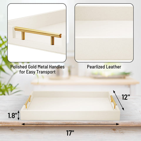 ATZYmolin ottoman tray with leather veneer enhances décor and organization.