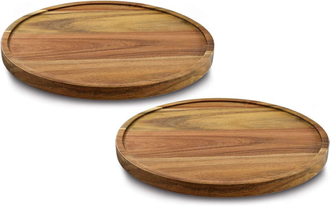 AUAM 12-inch acacia lazy Susan close-up highlights natural grain and smooth rotation.